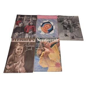 Vintage Knitting Crochet Pattern Books Lot Mary Hoyer Juvenile Baby Children's